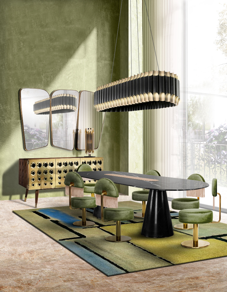 Mid-Century Lighting: A Dining Room In Shades Of Green
